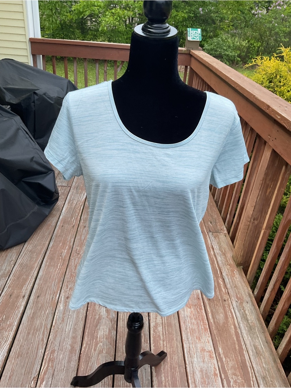 RBX Light Blue Scoop Neck Short Sleeve Tee workout fabric